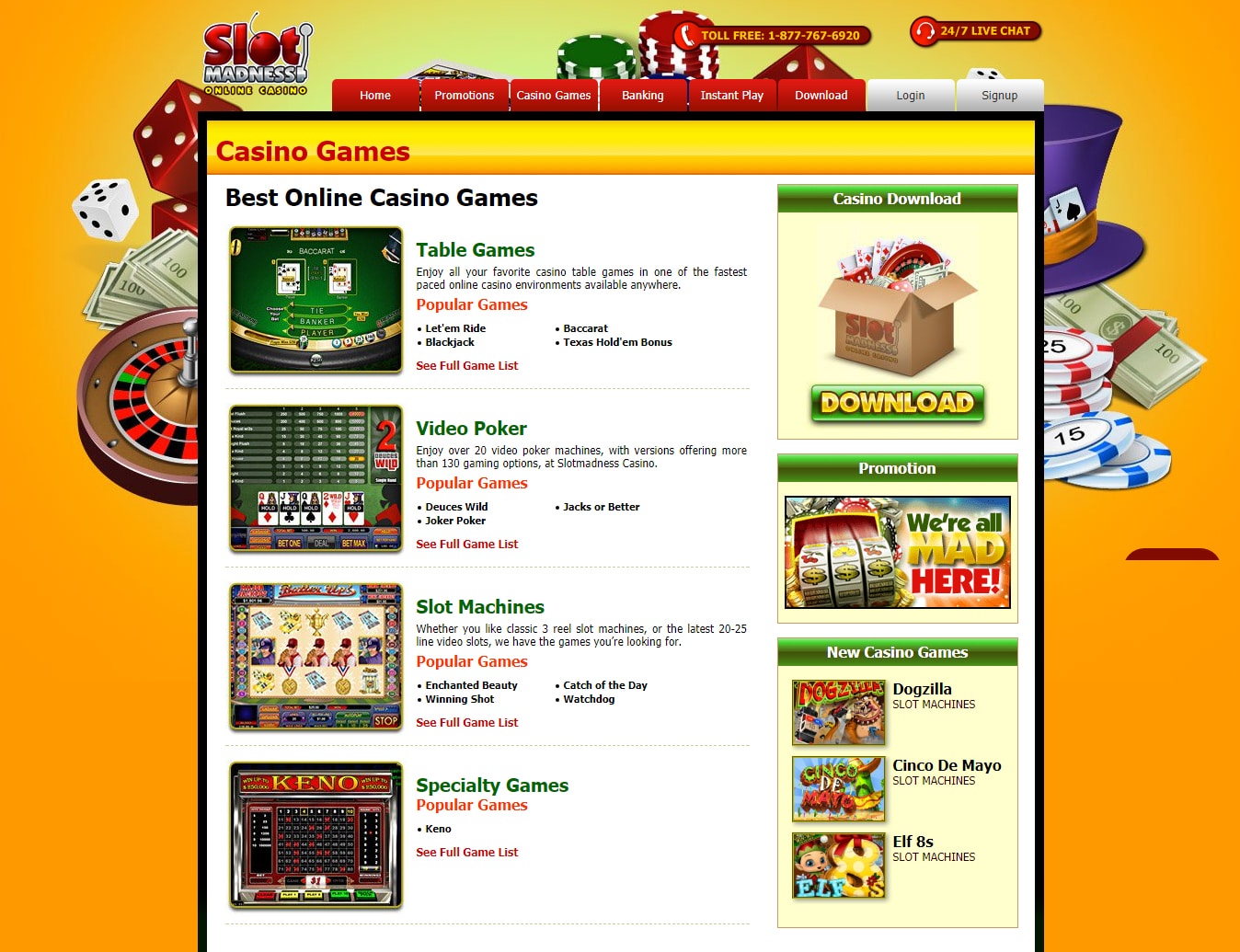 Play free casino games online no download